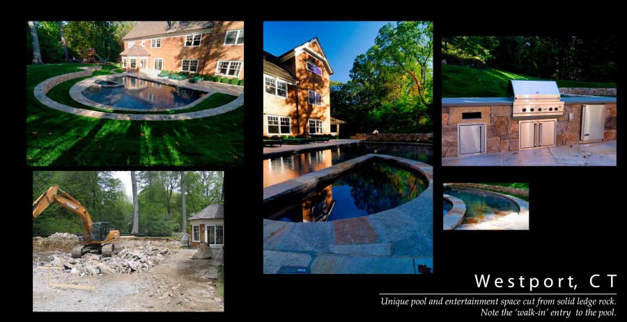 Custom swimming pool with beach entry, wet ledge and spa